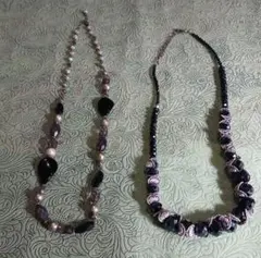 黒メインビーズロングネックレス2本セット