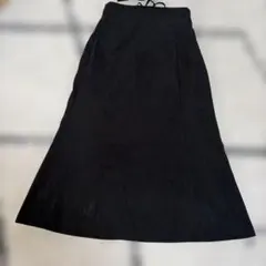 黒 フレア ロングスカート ウエスト調整可能