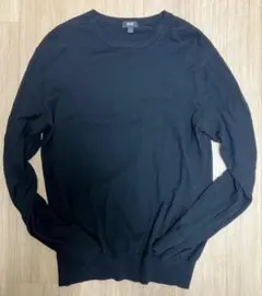 UNIQLO エクストラファインメリノクルーネックセーター　ブラック　メンズL