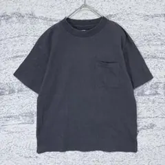 キッズ 150 USA コットン Tシャツ ブラック 無地 ポケット/K106