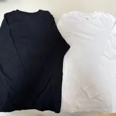 ユニクロ ソフトタッチクルーネックTシャツ 長袖 XL ブラック ホワイト