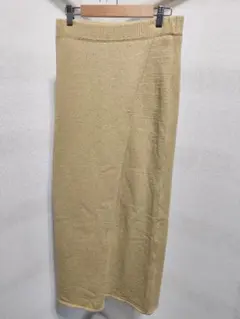 【美品】アングリッド スリットニットフィットスカート F イエロー マキシ丈