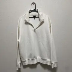美品 H&M メンズ ハーフジップ/トレーナー ベージュ 裏起毛 L