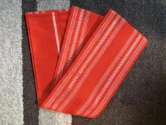 赤 オレンジ寄り　ストライプ 半幅帯