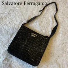 良品★フェラガモ ワンショルダーバッグ クロコ型押し