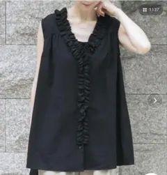 ITEMS URBAN RESEARCH 2WAYフリルブラウス　ブラック