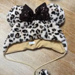 ディズニーランド購入　ミニー　ヒョウ柄　ファンキャップ　茶色　レオパード