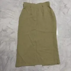 CRÉER JOLI 日本製 麻調 ロングスカート Iライン ベージュ レトロのサムネイル
