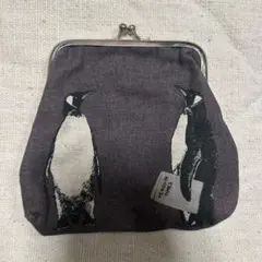 ペンギン柄 がま口ポーチ 小銭入れ ハンドメイド