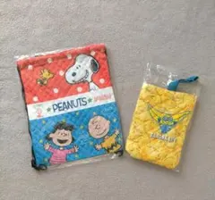 新品 PEANUTS スヌーピー 巾着バッグ ミニオンズ 上履き入れ 세트