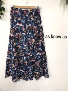 as know as　ロングスカート　ラップ風スカート　花柄　ネイビー系のサムネイル