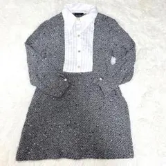 ❤️ZARA❤️ コントラストサテンテクスチャー ワンピース Mサイズ ツイード