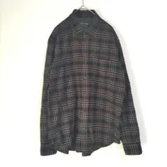 〈ドゥクラッセ〉ネルシャツ　長袖　緑✕紺　メンズ　L