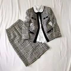極美品✨高級 ツイード セットアップ ベロア セレモニー 肩パット 百貨店
