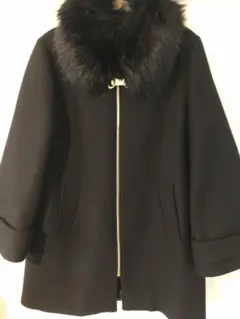 ZARA MANTECO 黒ウールピーコート ファー付き