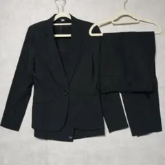 ​【RyuRyu】3点セットアップ パンツ＆スカートスーツ 黒 11号（L）美脚