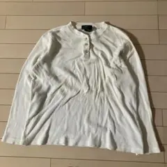 9.5 ローレンラルフローレン ヘンリーネックロンT ハーフボタン アイボリーM