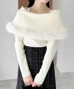 INGNI ファー付ケープニット （アイボリー）