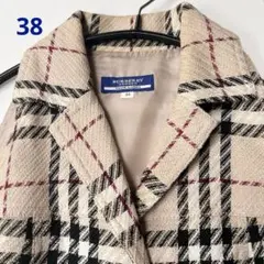 極美品 リネン混 バーバリーブルーレーベル ノバチェックノースリーブワンピース