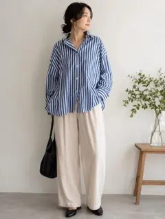 【極美品】GALENA ガレナ ストライプ柄 オーバーサイズ シャツ 38（M）のサムネイル