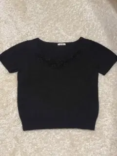 ♡レストローズ♡お花刺繍付きニット半袖トップスのサムネイル