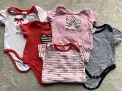 赤ちゃん乳幼児夏物ロンパース 5点セット 1度だけ着用綺麗め60サイズ