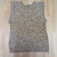 オレンジ系ノースリーブニットベスト