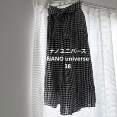 NANO universeナノユニバース 38 麻ギンガム リボン付裏地付 ゴムのサムネイル