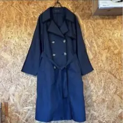 Madame Hiroko ネイビー ダブルブレスト ロングトレンチコート