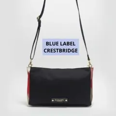 【美品】ブルーレーベル クレストブリッジ チェック ナイロンミニショルダー 赤