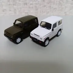 アオシマ 1/64　ジムニーSJ30 コレクション ミニカー ジムニー 白 緑のサムネイル