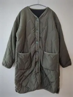 【フォロー割5%オフ❗️美品！】中綿キルティングコート　カーキ　裏起毛