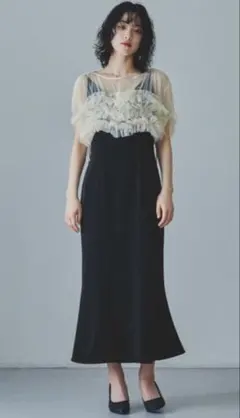【超美品】チュールドレス 結婚式 パーティードレス オケージョンドレスお呼ばれのサムネイル