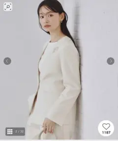 OPAQUE.CLIP DELEGANTノーカラージャケット ライトベージュ