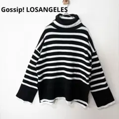 美品 ゴシップロサンゼルス F ボーダー タートルネックニット セーター 黒白