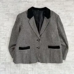 レトロ 千鳥格子 ウールジャケット 19AR LL 金ボタン クラシック