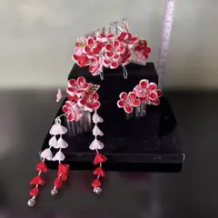 和装　髪飾り　赤　七五三