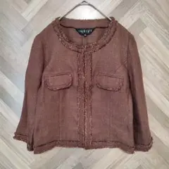 INDIVI　インディヴィ　ノーカラージャケット　ツイードジャケット