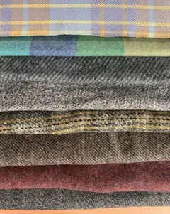冬物ウール系ハギレ　チェック他まとめ売り
