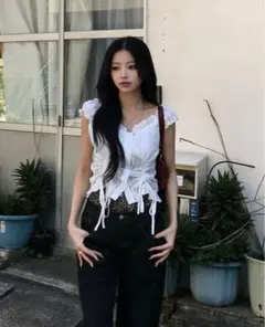 【新品】y2k フェアリーグランジ　ダブルシャーリングフリルトップス　emmy