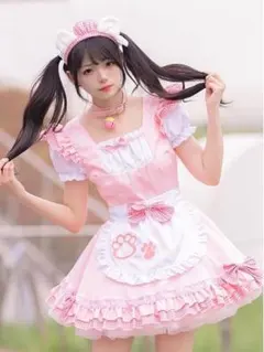 匿名発送‼️6点セット　XL メイド服 猫 フリルワンピ ロリータ エプロン