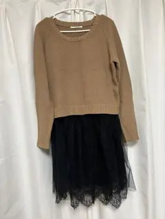 レース　チュールワンピース　ニット　セットのサムネイル