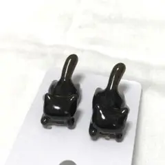 イヤリング　猫　黒