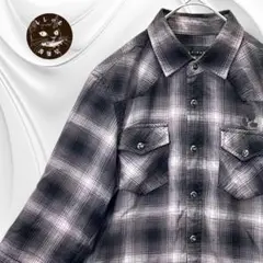 スピナッシュ ミッキーマウスシルエット 七分丈チェック柄 ウエスタンシャツ