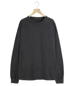 ANCELLM EMBROIDERY DYED LS T-SHIRT　Black