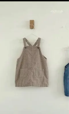 aladin kids チェック柄 サスペンダースカート L （5-6y）