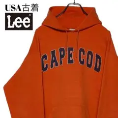 00s USA古着 Lee プルオーバーパーカー オレンジ L 短丈スウェット