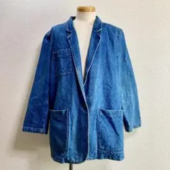 希少 珍品 80s 90s 黒タグ エディーバウアー デニムテーラードジャケット