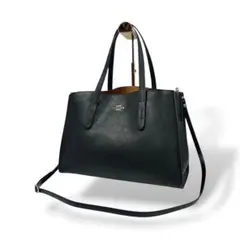 美品　コーチ 2way チャーリー キャリーオール トートバッグ ショルダー 黒