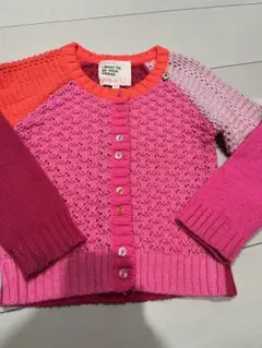 ピンク 編み込み ニットカーディガン